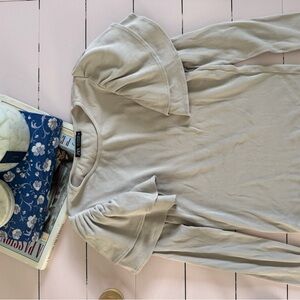 Zara Soft Gray Puff Sleeve Top